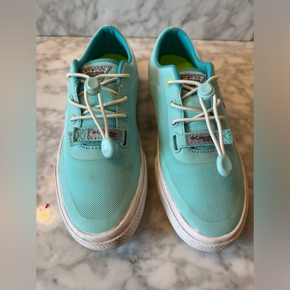 Columbia Women's Blood N Guts PFG Boat Shoes Sneaker Minty Blue Sz 7